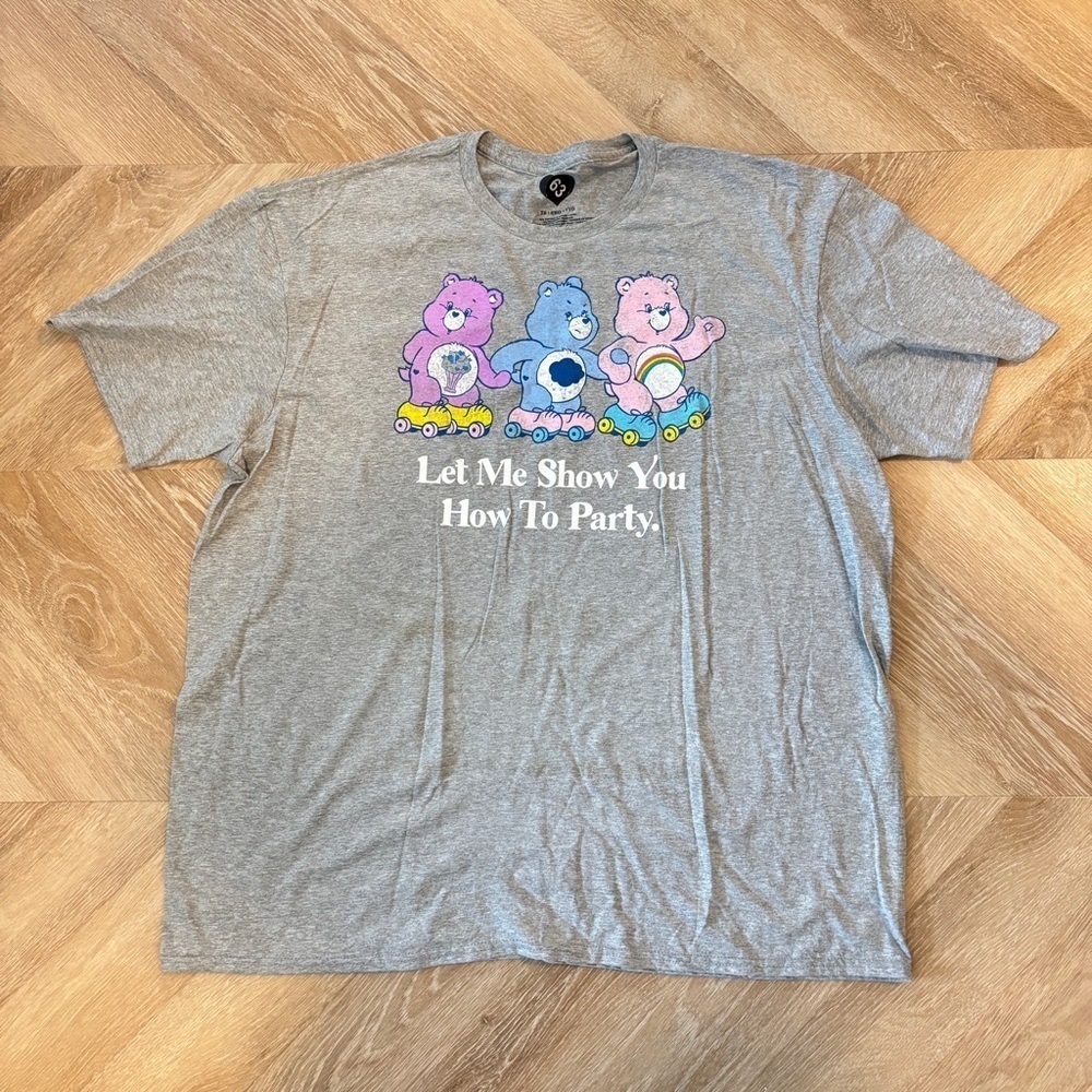 2X Gray Care Bears Graphic T-Shirt